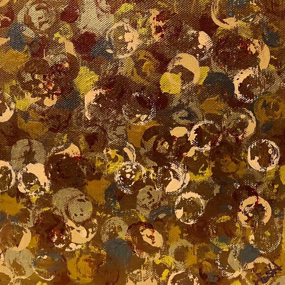 Metallic Dots Abstract Wall Art Work Original Painting 8" Square Artist Signed - Picture 1 of 10